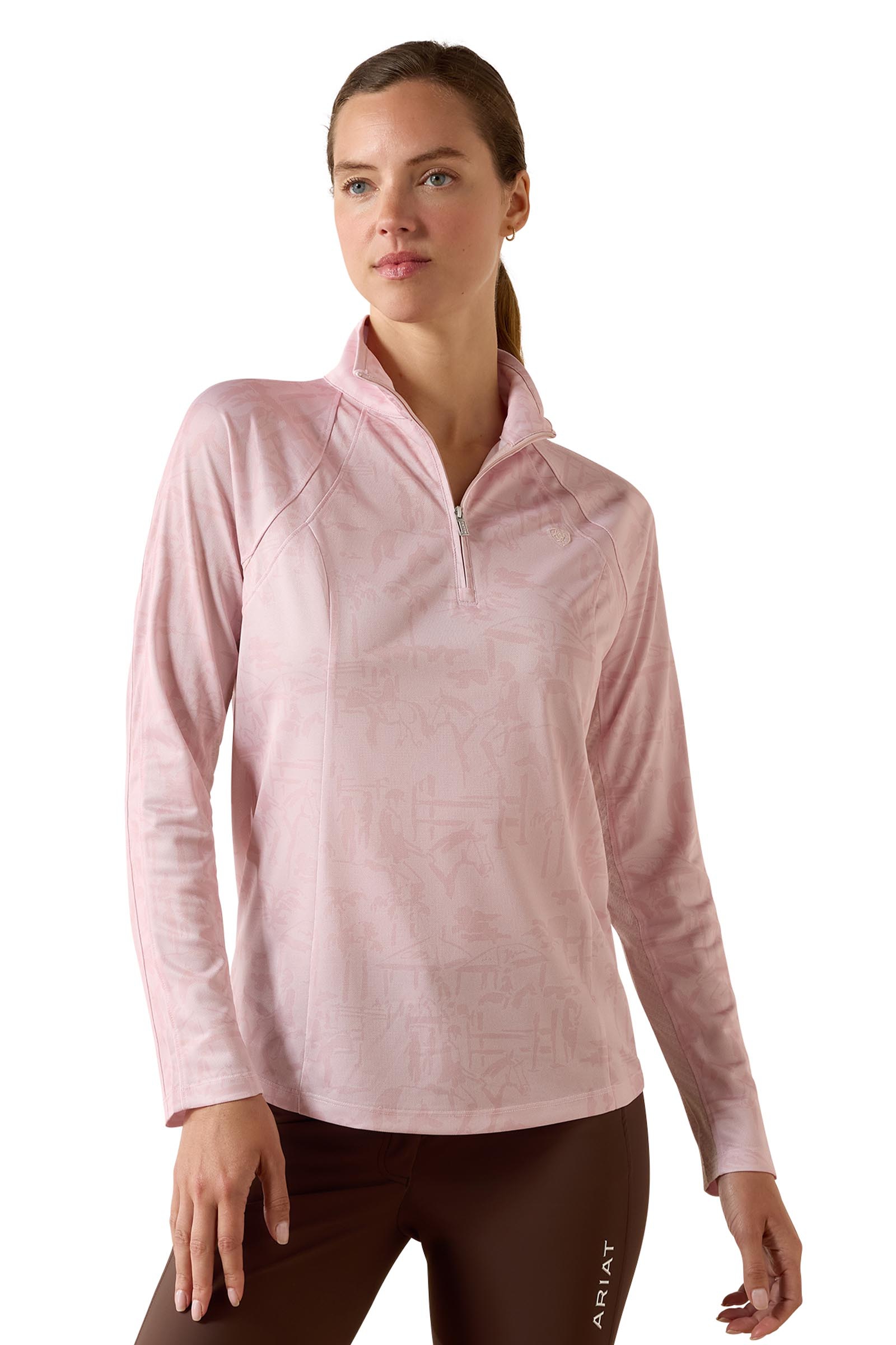 Sepia Rose Horse Park Ariat Baselayer Sunstopper 3.0 femme avec zip 1/4