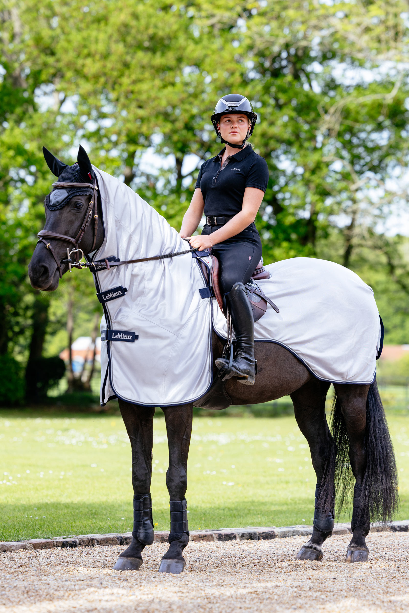 LeMieux Ride On couverture anti-mouches d'entraînement avec encolure et épaules amovibles