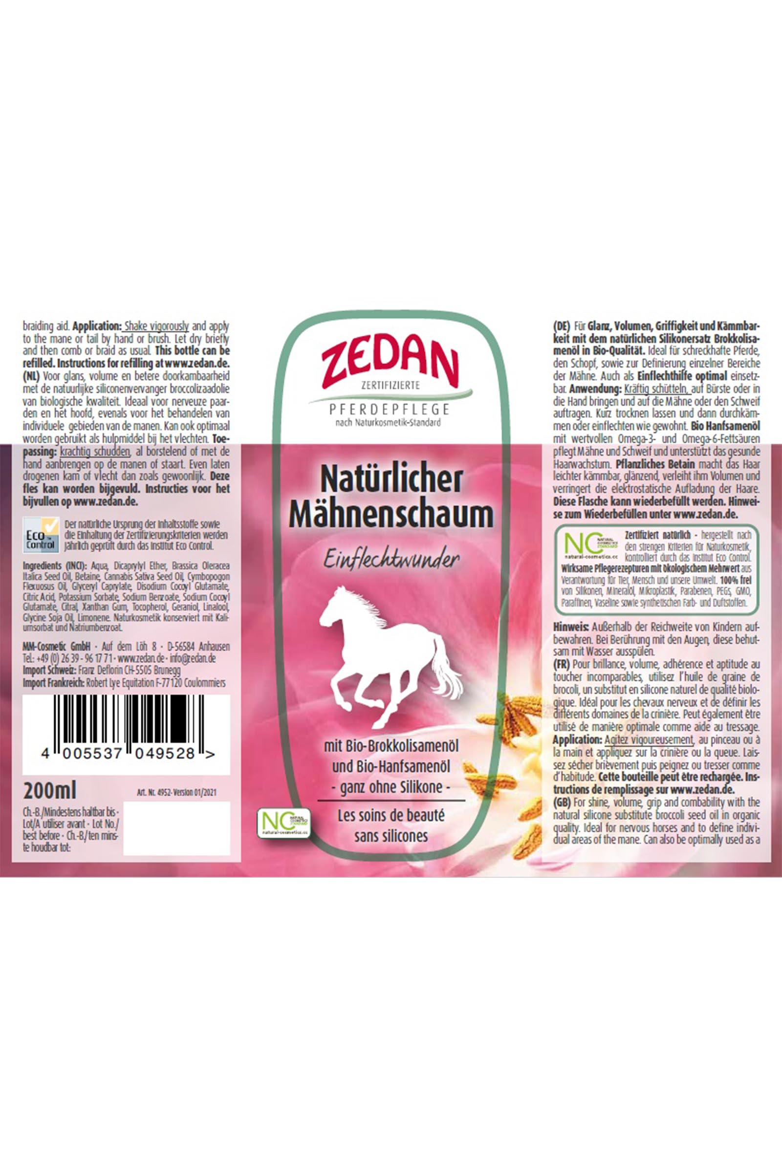 Zedan Mousse naturelle pour la crinière, 200ml