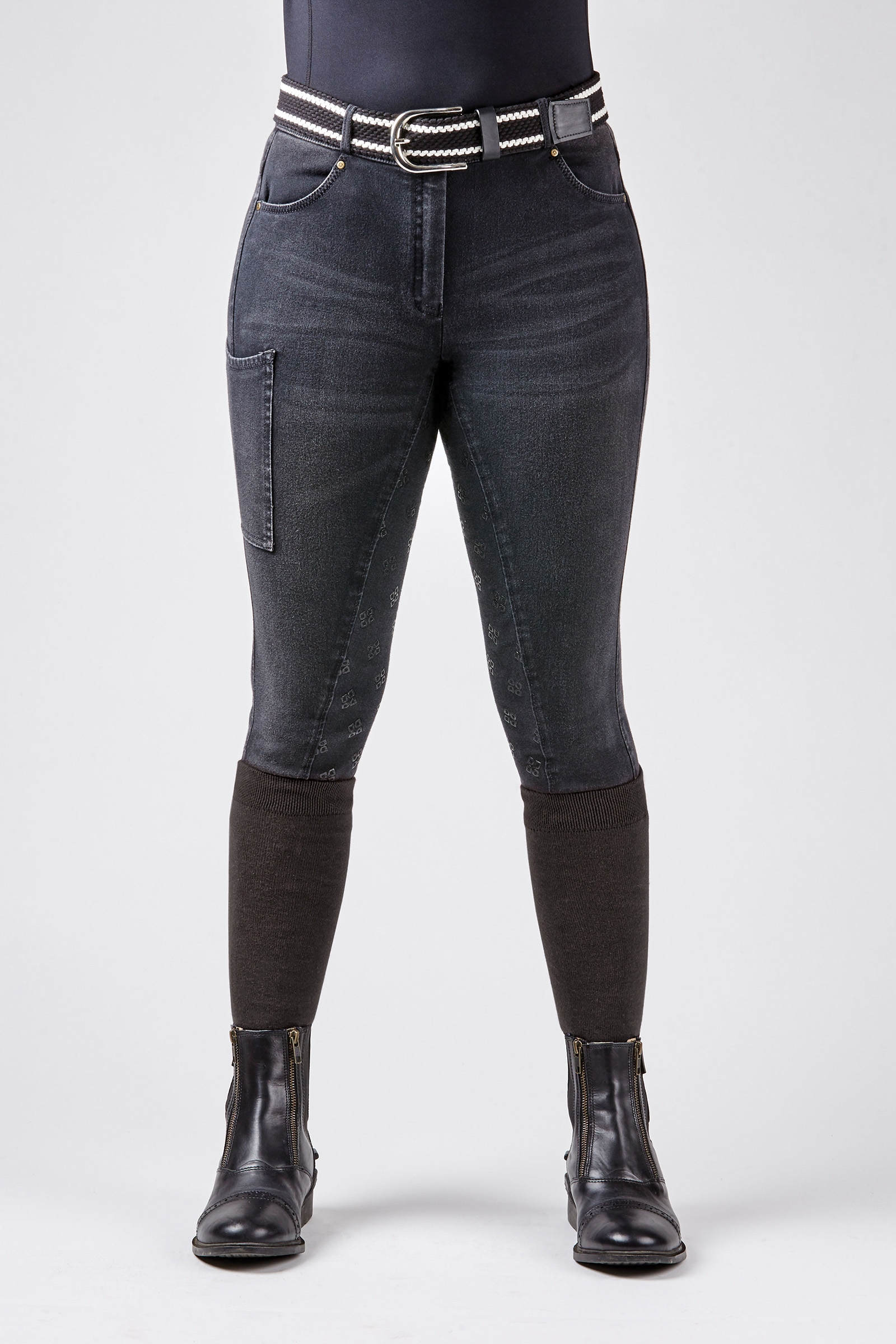 Pantalon d'&eacute;quitation Dublin Shona denim imprim&eacute; silicone sur tout le fond, femme