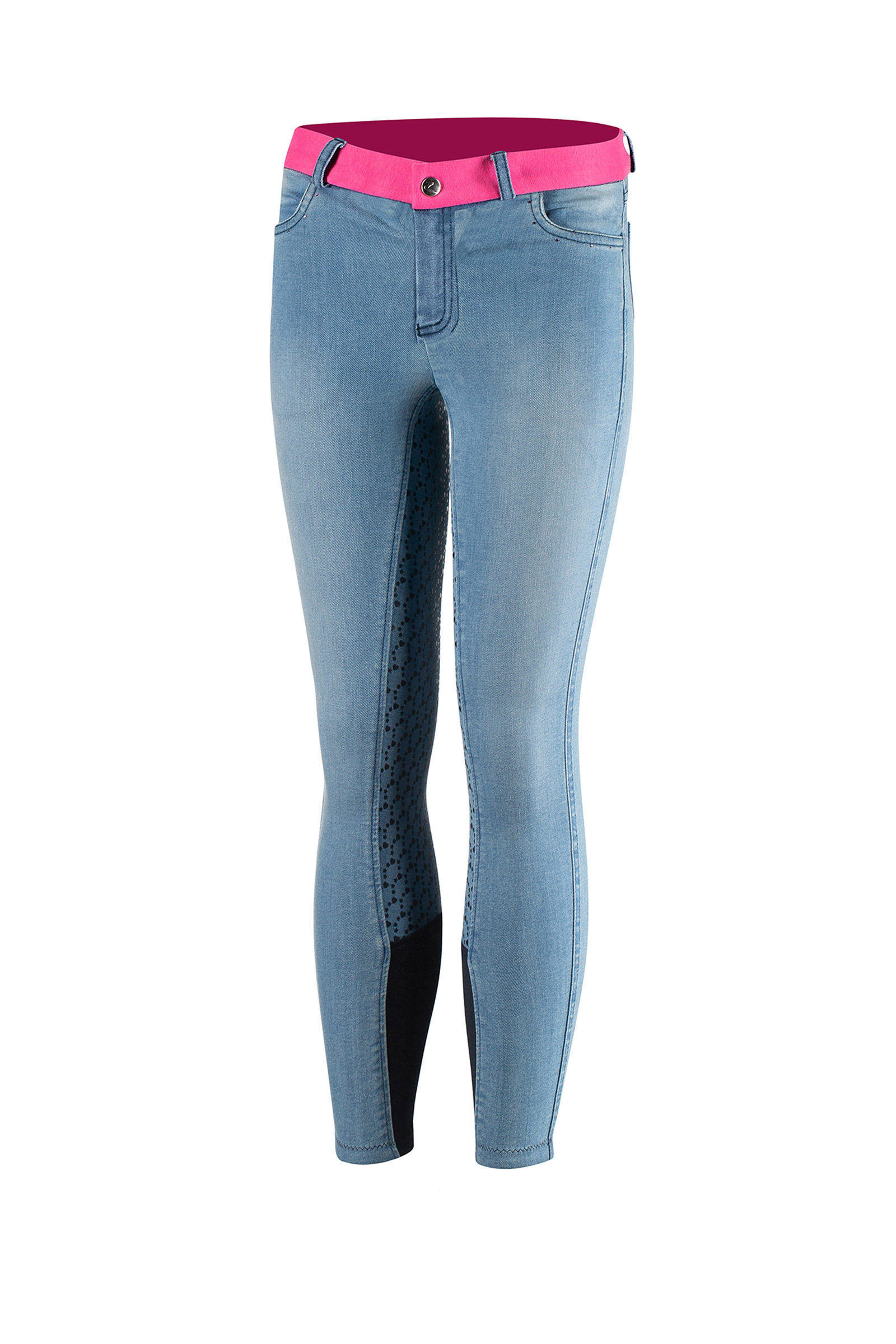 Pantalon d'&eacute;quitation Jean Fond int&eacute;gral silicone Horze Poppy, enfant