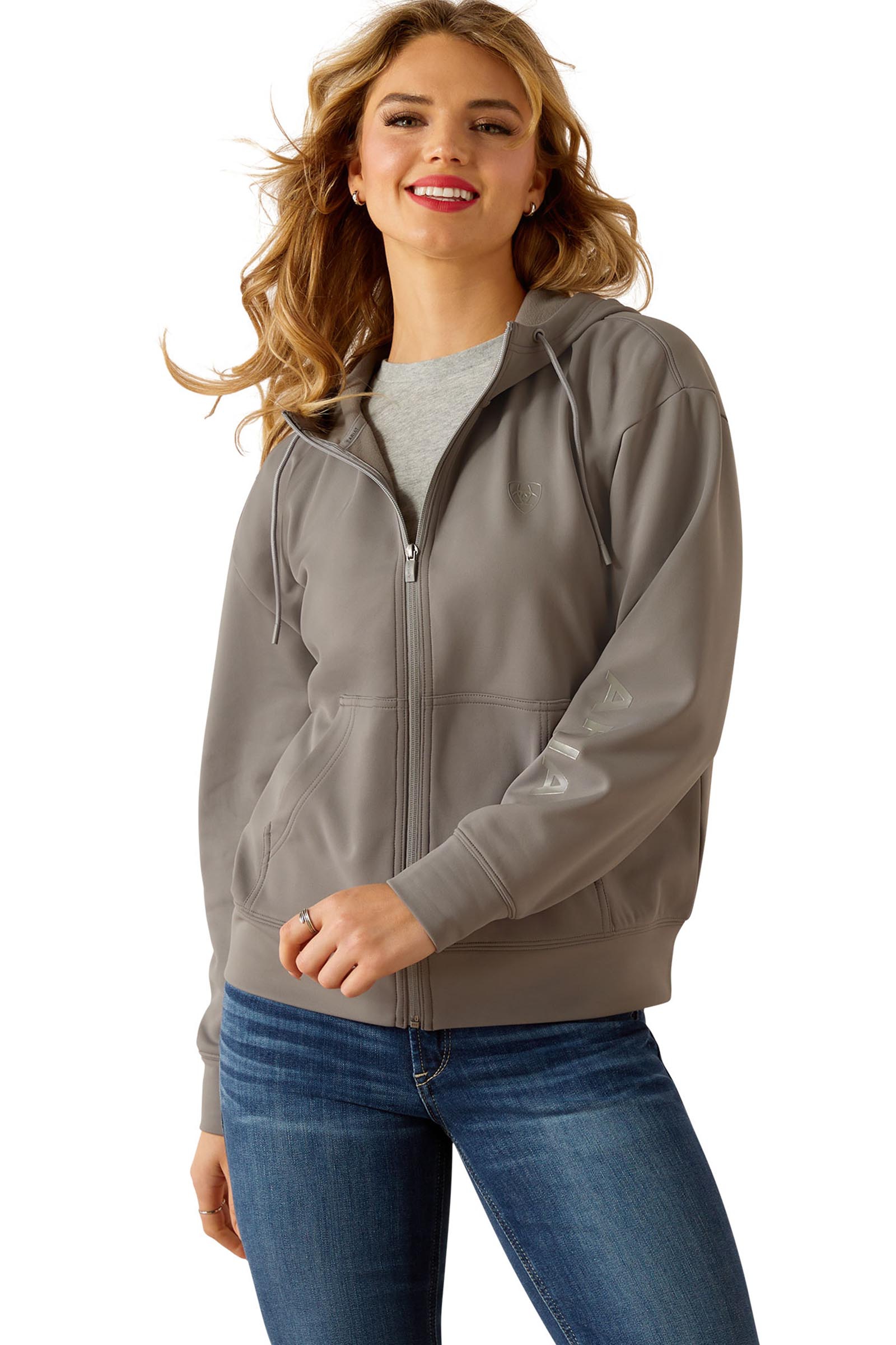 Smoked Pearl Ariat Breeze sweat à capuche pour femme avec zip intégral