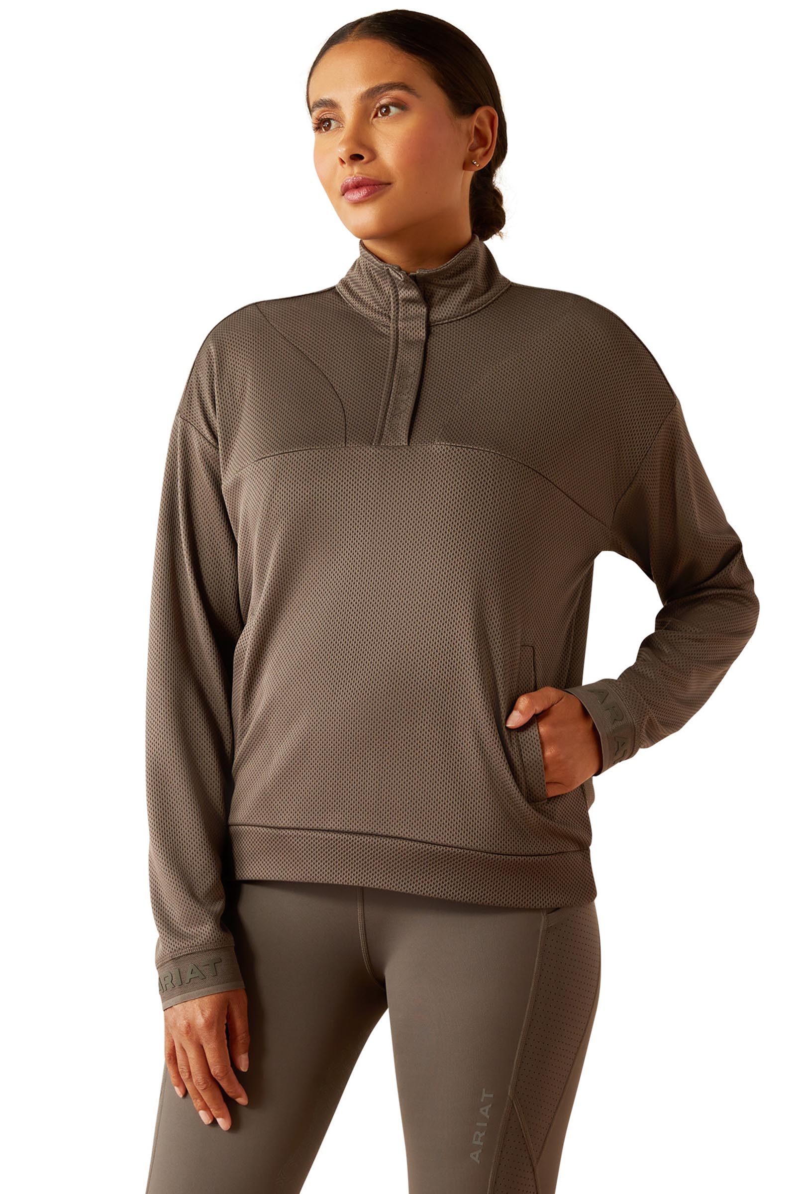Plum Grey Ariat Breathe sweat-shirt pour femme avec 1/2 zip