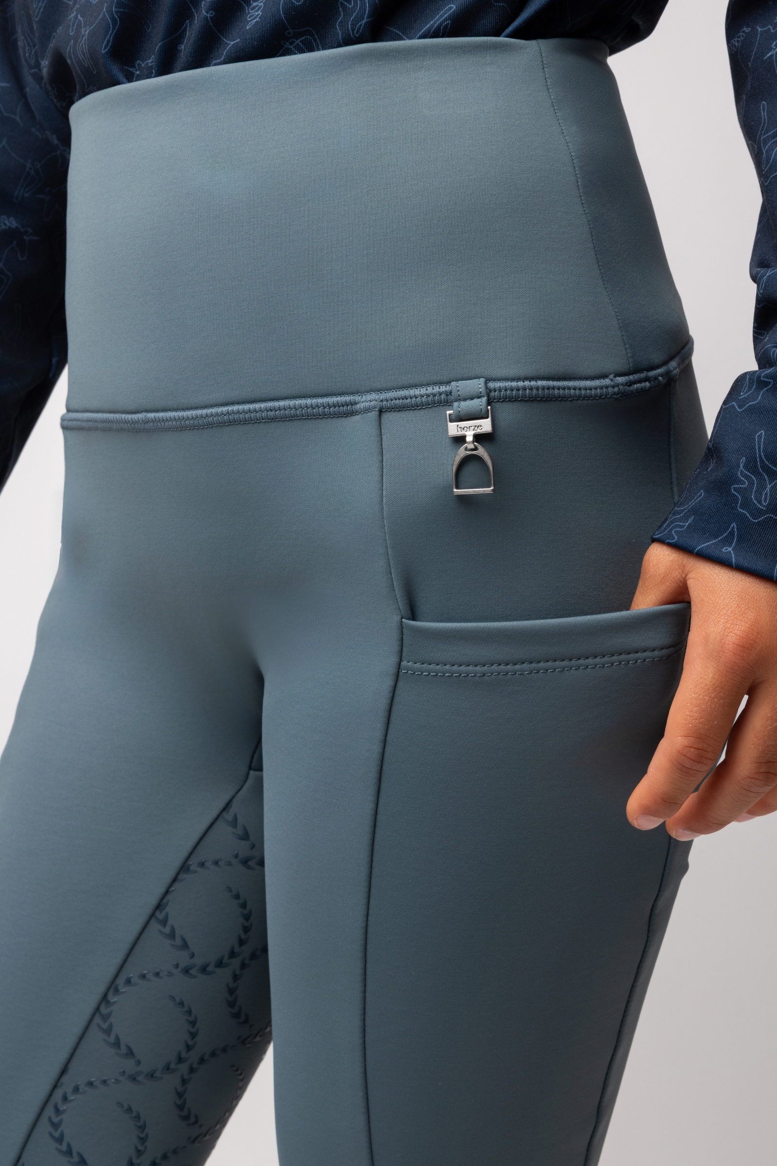 Horze Gillian Leggings d'&eacute;quitation thermiques avec grip int&eacute;gral pour enfants