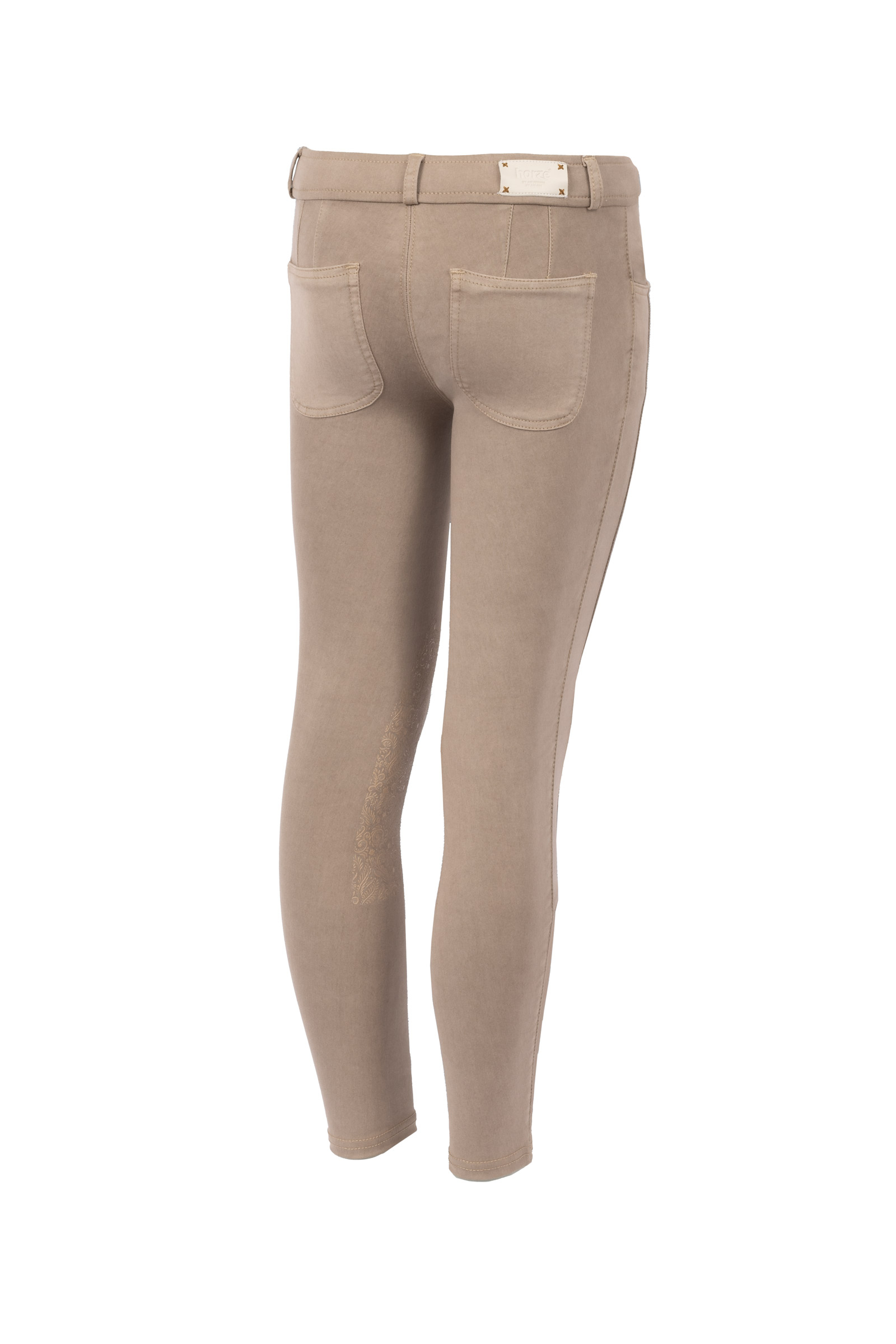 Warm Taupe Horze Suki Pantalon d'équitation basanes genoux grip, enfant