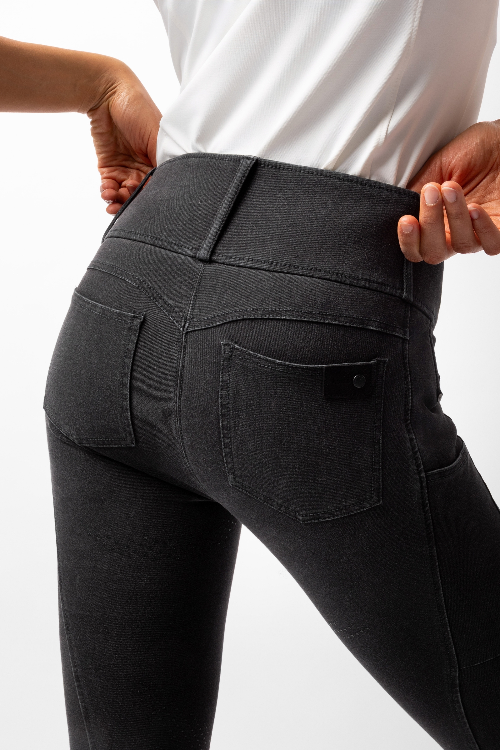 Horze Carolyn pantalon d&rsquo;&eacute;quitation denim femme full grip