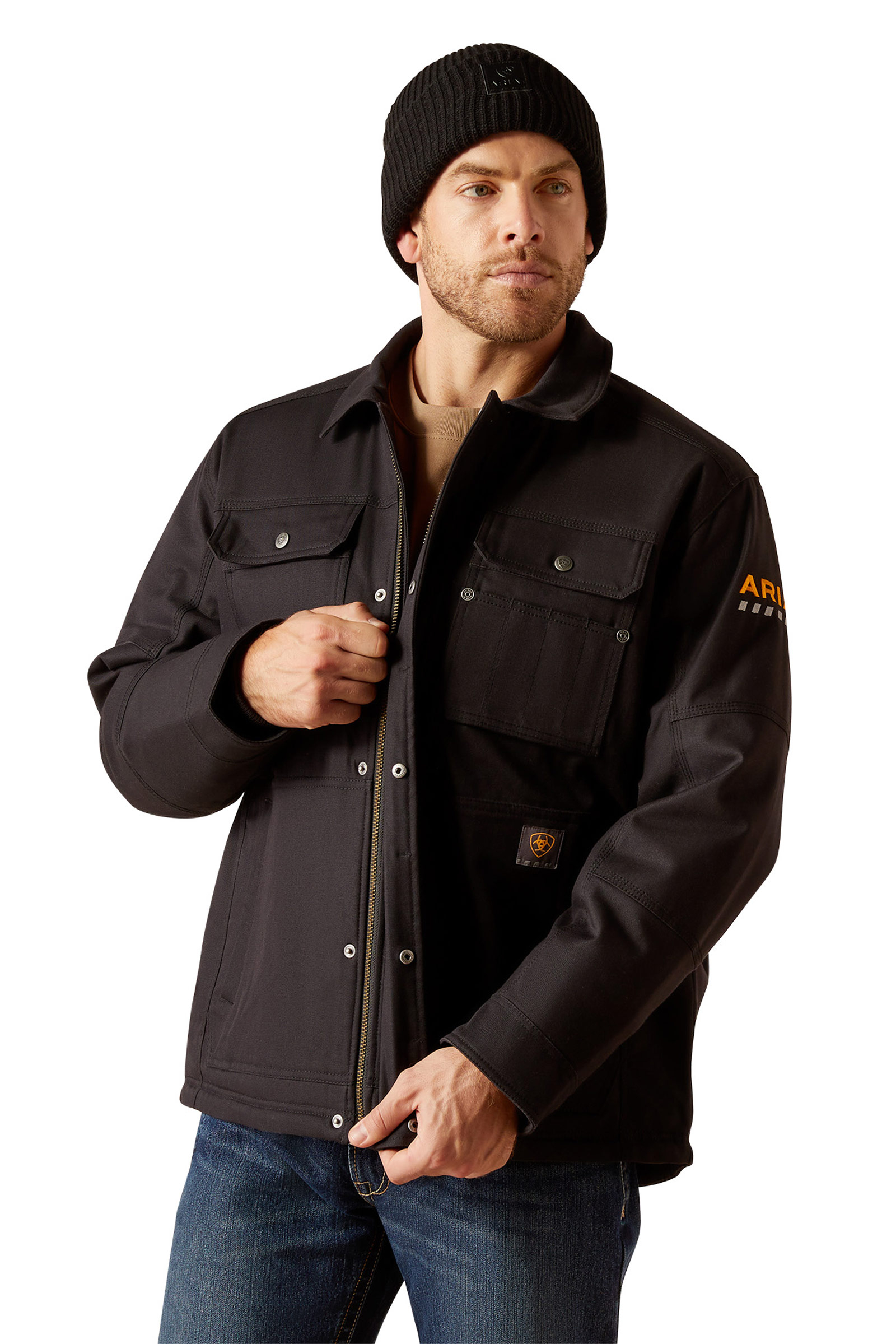 Black Ariat Rebar DuraCanvas Sherpa-Lined Manteau homme