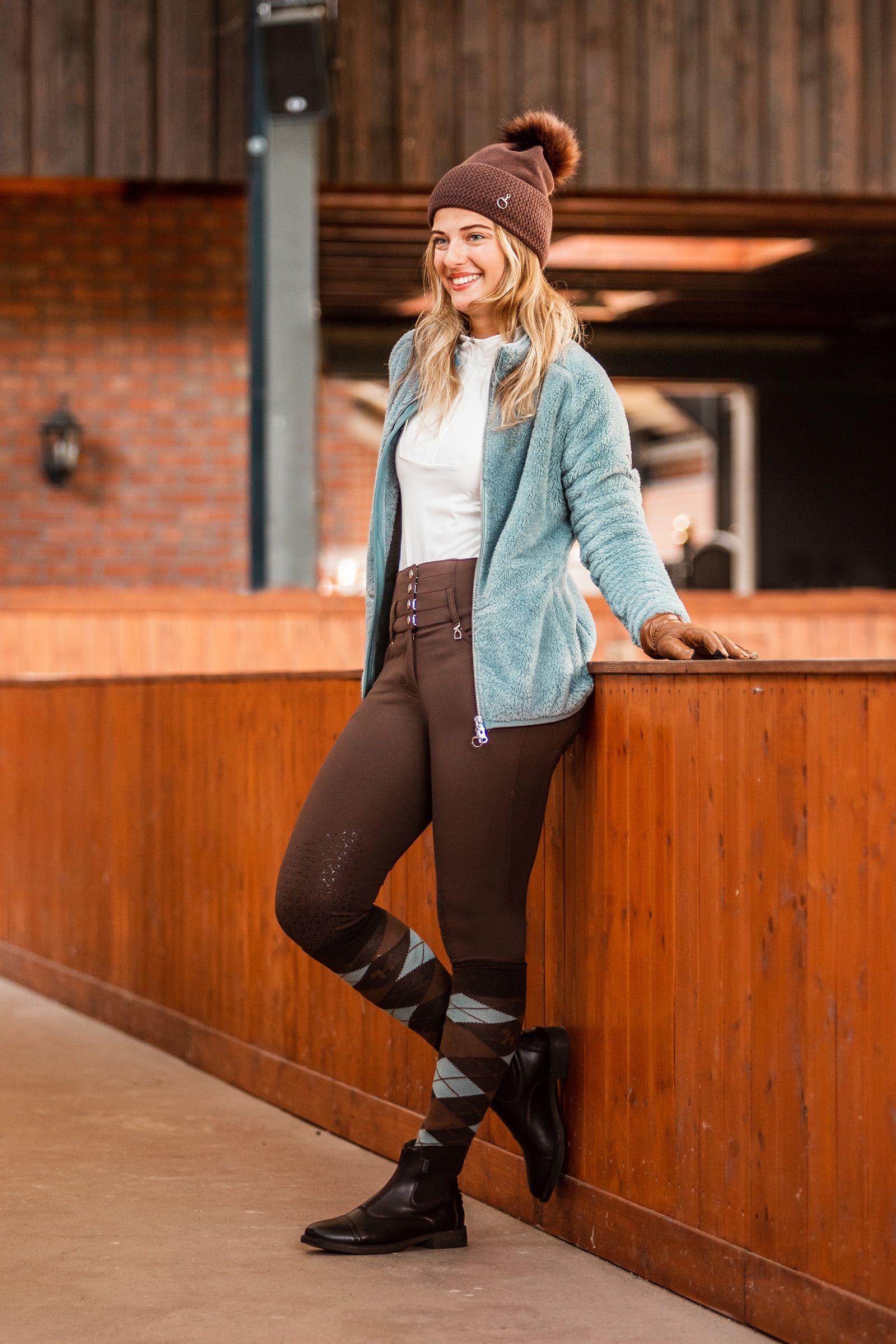 Chaussettes de cavalier hiver &agrave; carreaux Horze Alana