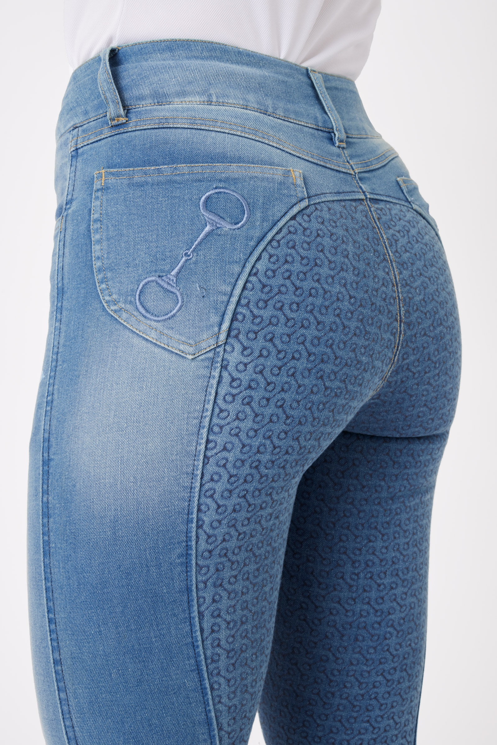 Pantalon d'&eacute;quitation Fond int&eacute;gral Silicone Jean Taille haute Horze Kaia, femme