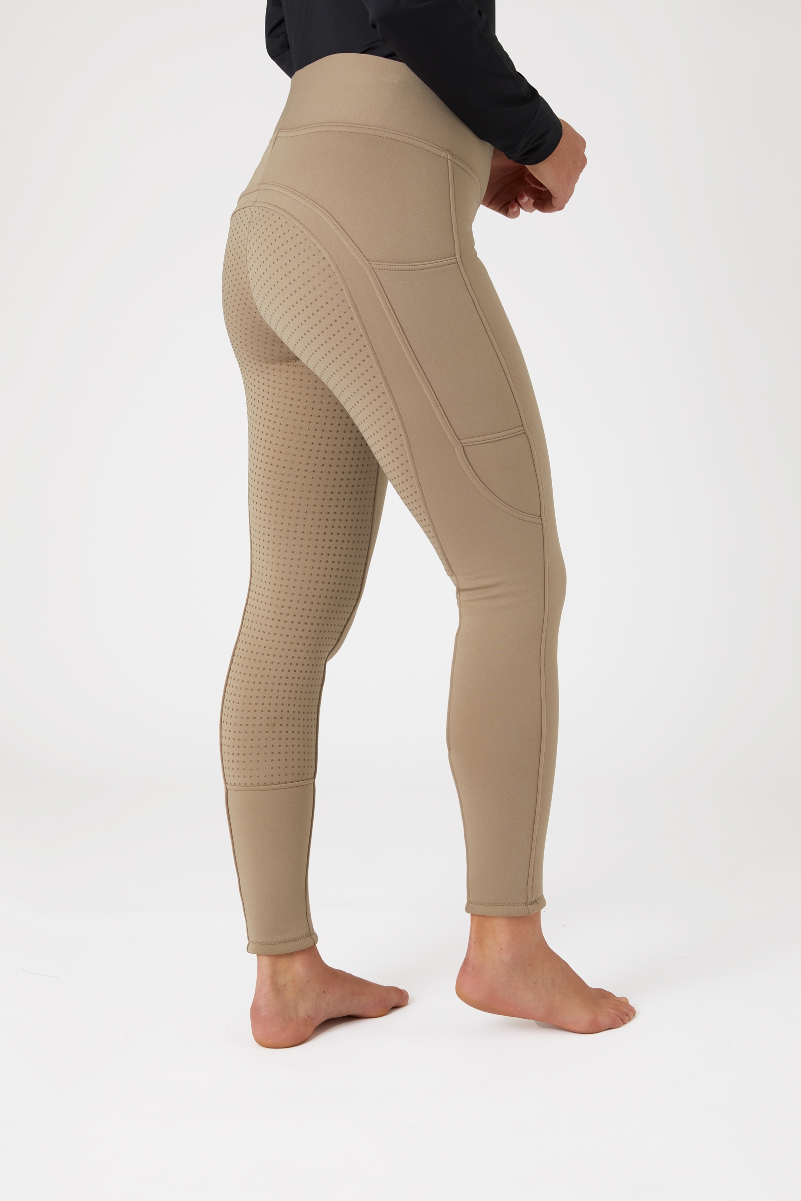 Leggings d'équitation hiver Horze Active fond intégral Grip avec poche téléphone, femme