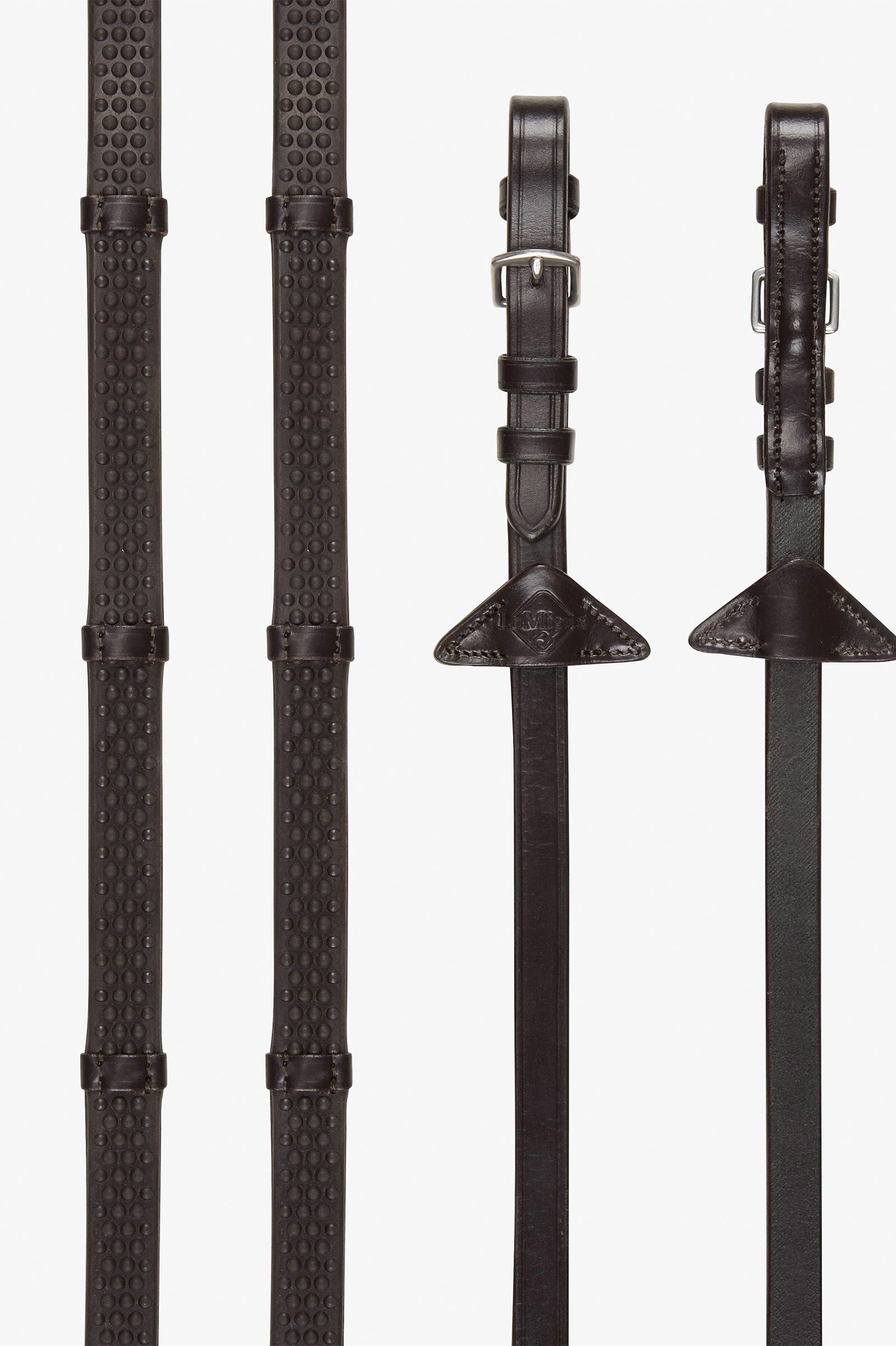 Brown/Brass Rênes en caoutchouc souple LeMieux avec stoppeurs