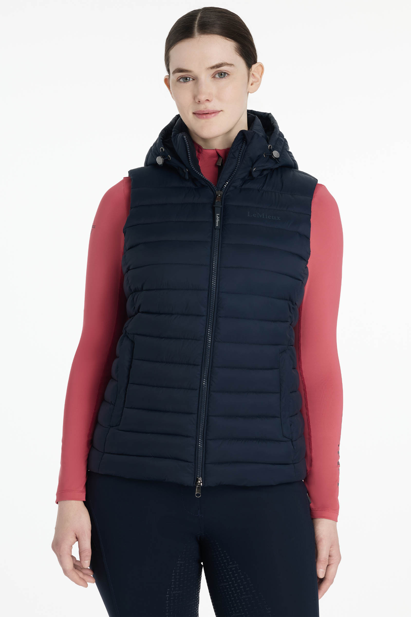 Navy LeMieux Rose gilet sans manches matelassé femme avec capuche