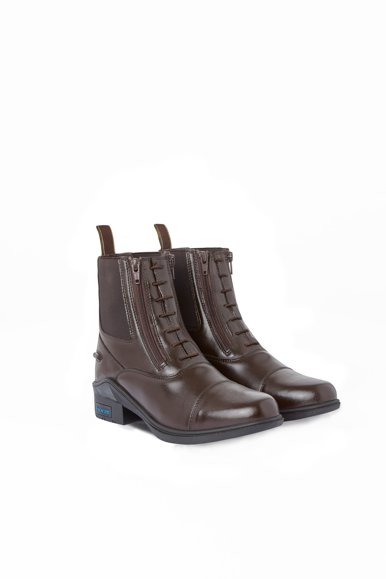 Demitasse Brown Bottines Jodphur en cuir Horze Kingston avec double fermeture éclair, femme