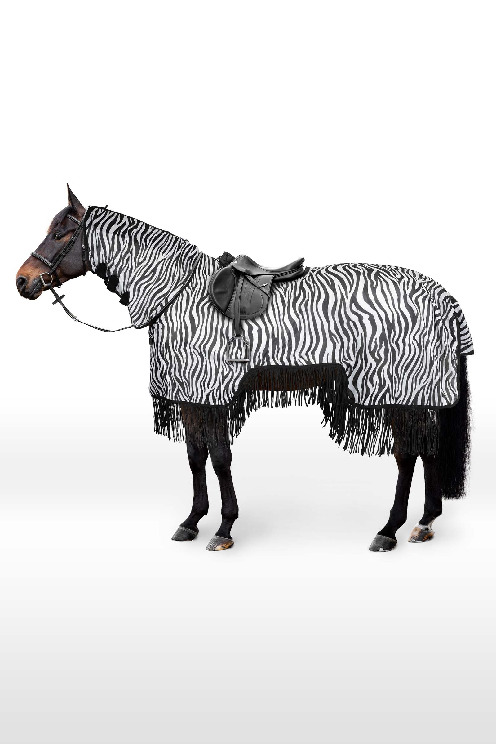 Couverture d'&eacute;quitation anti-mouches Horze Defender avec franges