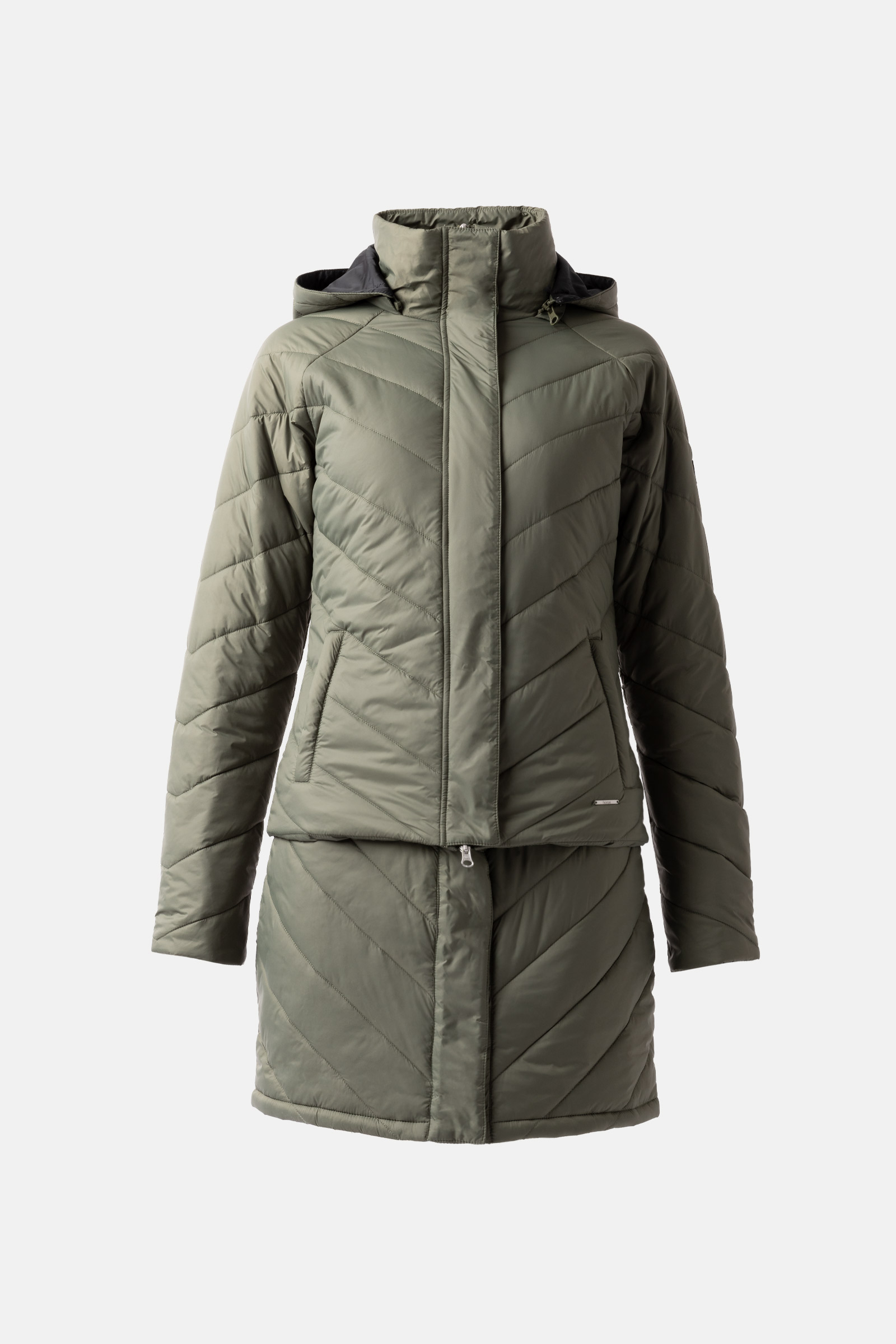 Beetle Green Parka doudoune Horze Aurora pour femme avec jupe amovible