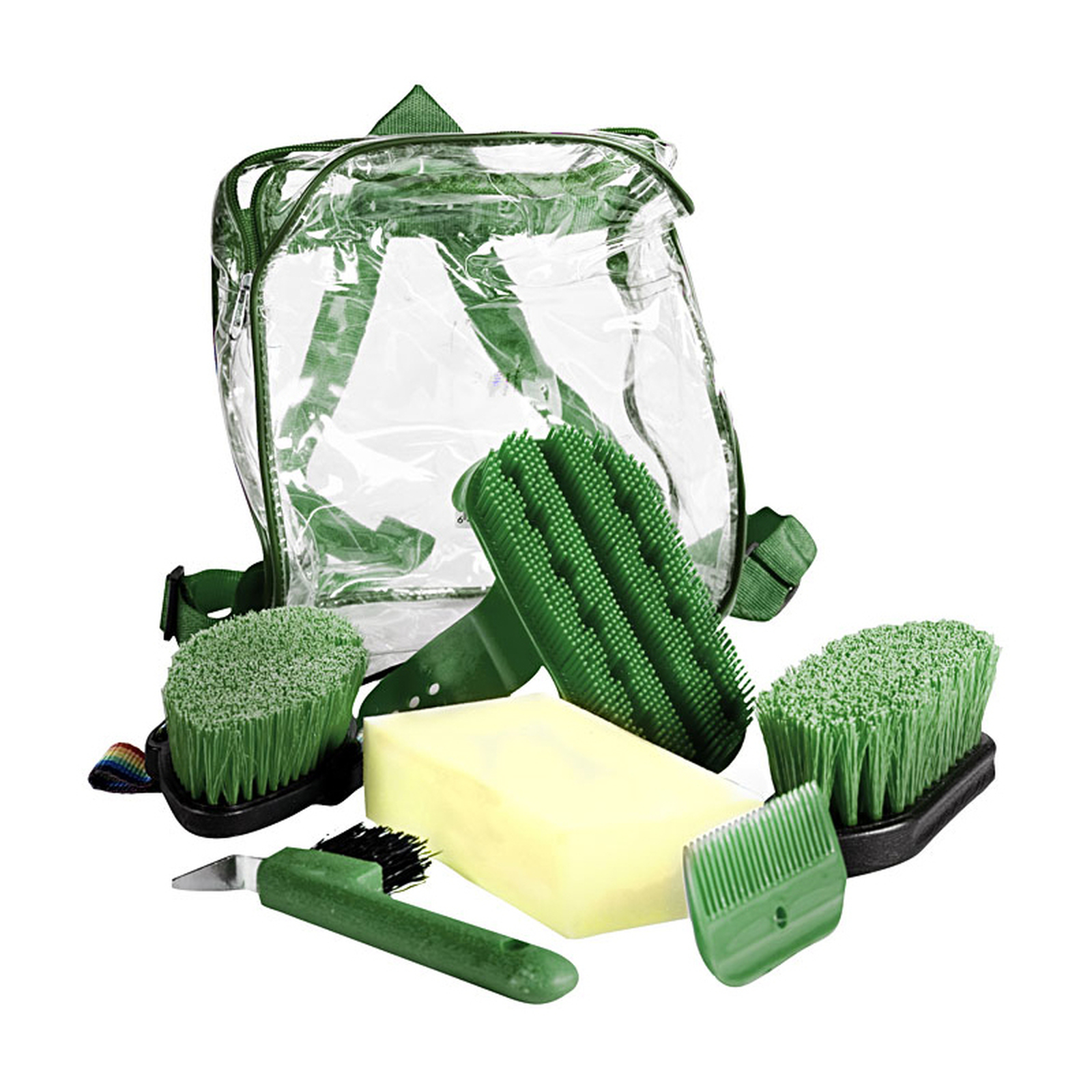 Vert Fonc&eacute; Set de pansage Horze avec 6 pi&egrave;ces