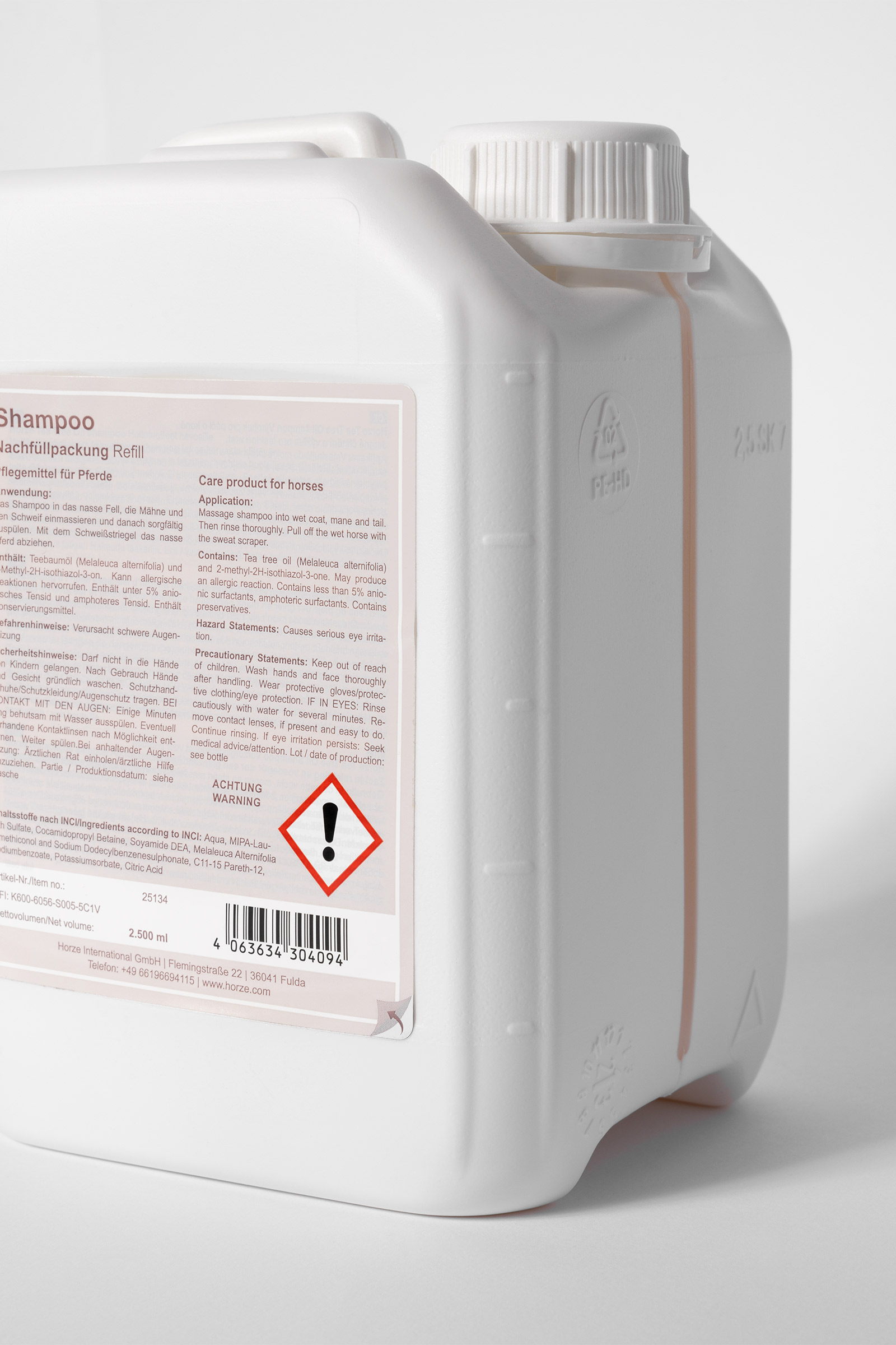 Recharge de shampoing &agrave; l'huile essentiel d'arbre &agrave; th&eacute; Horze, 2,5 l