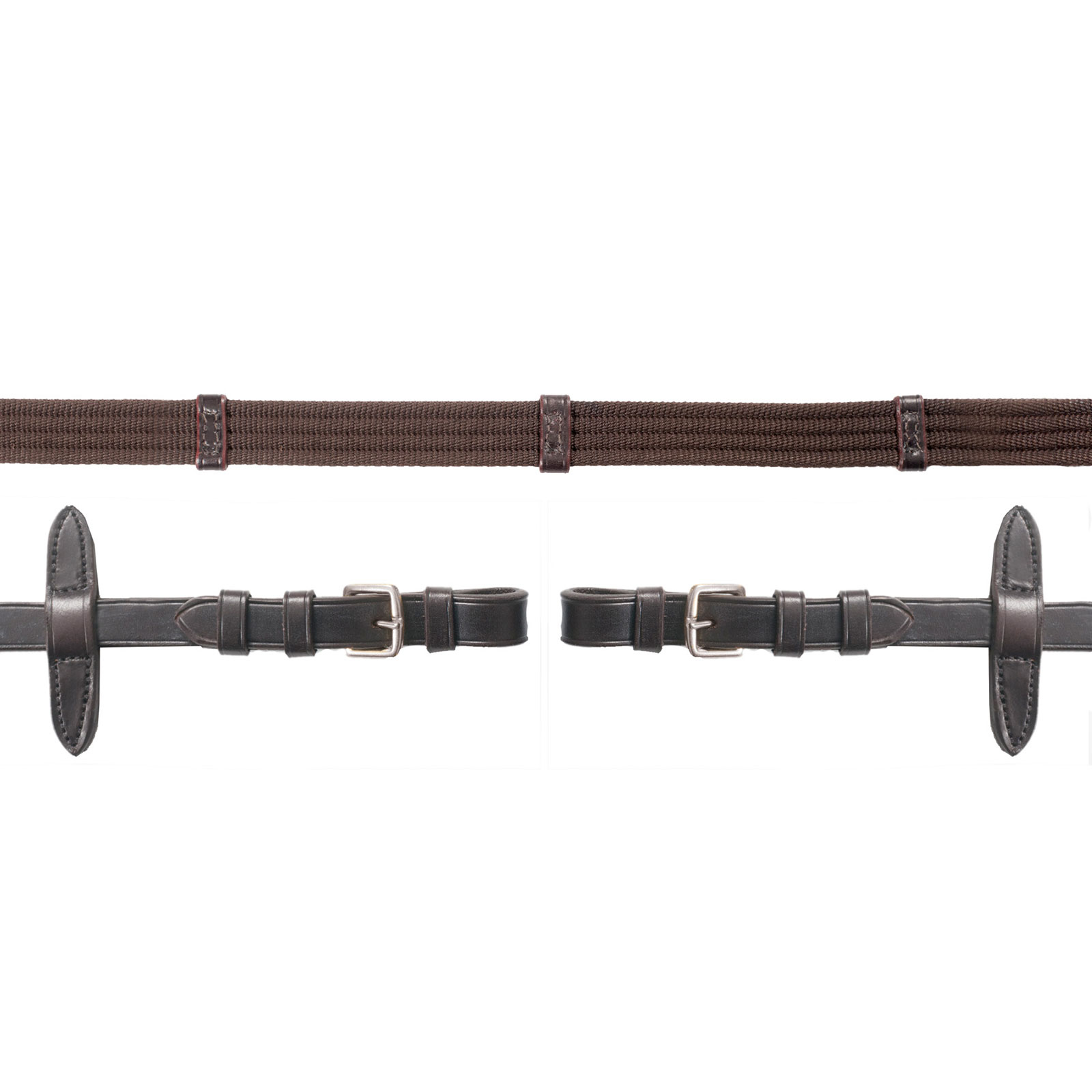 Brown/Silver Rênes tissus Schockemöhle Sports Neo, avec boucle