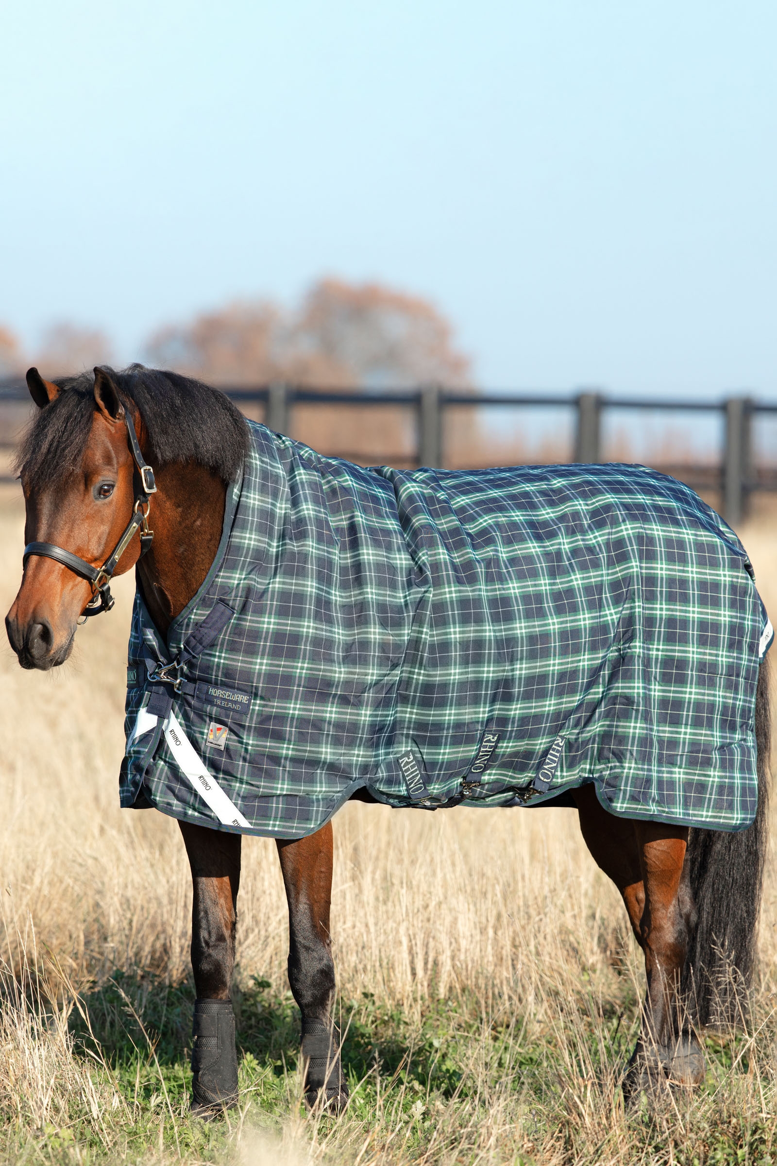 Hunter Green/ Navy Couverture d'extérieur Horseware Rhino Wug Epaisse VL, 450g