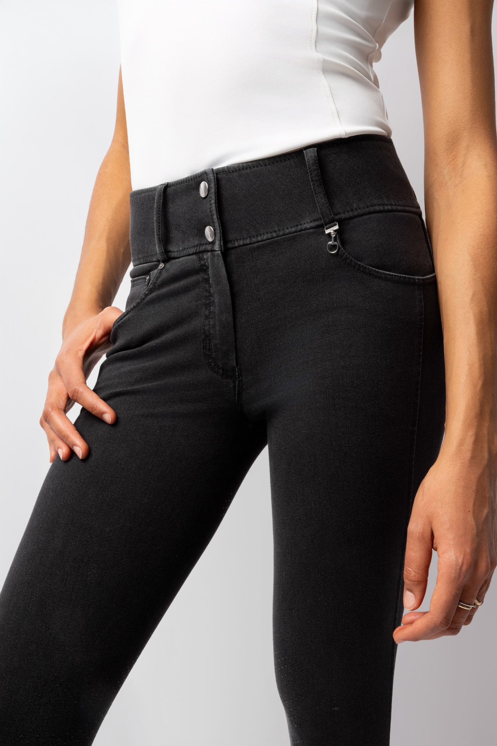 Horze Carolyn pantalon d'&eacute;quitation en denim &agrave; fond int&eacute;gral pour femme  