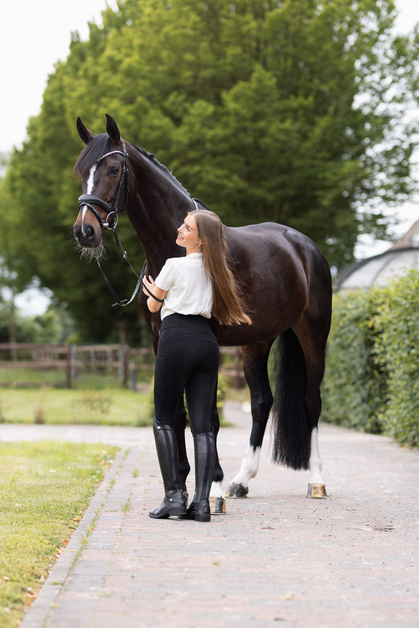 Horze Mira Pantalon d'&eacute;quitation taille haute, silicone, fond int&eacute;gral, femme