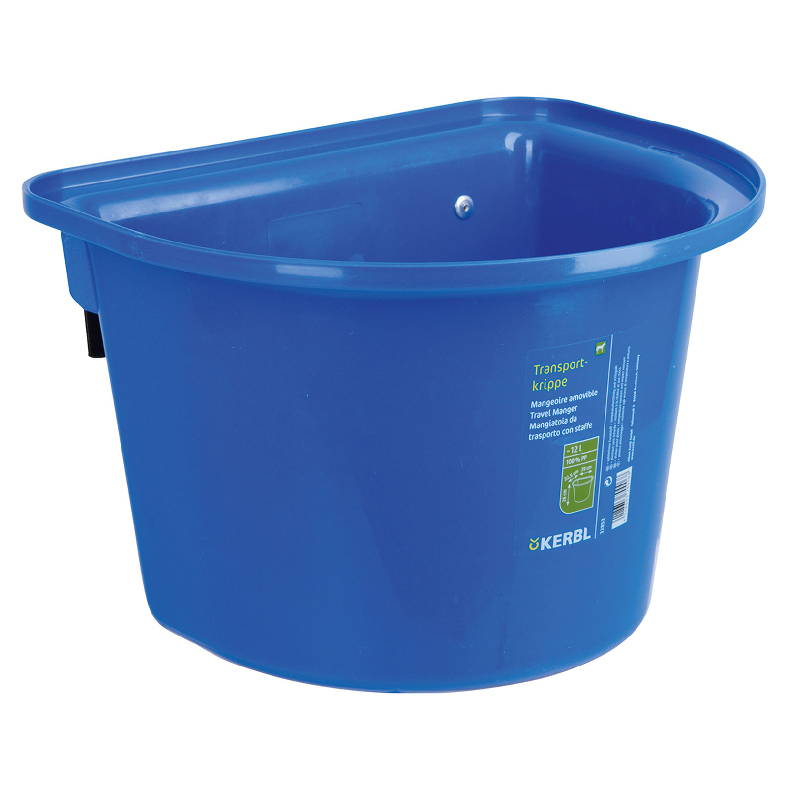 Blue Mangeoire amovible Kerbl 12L, plastique w / caution de crochet dans