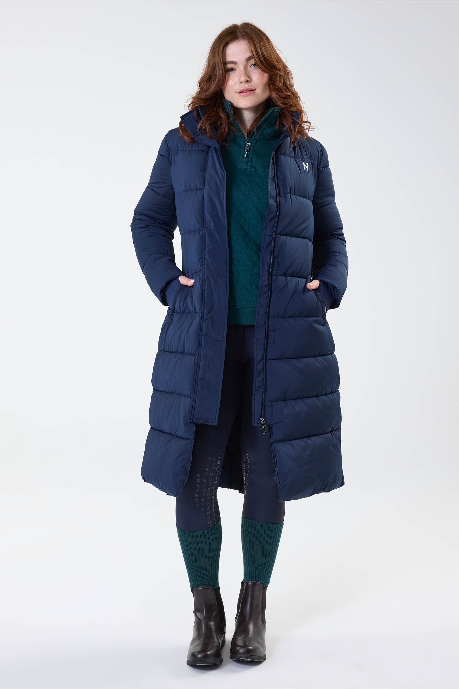 Core Navy Horseware Verve manteau long matelassé pour femme