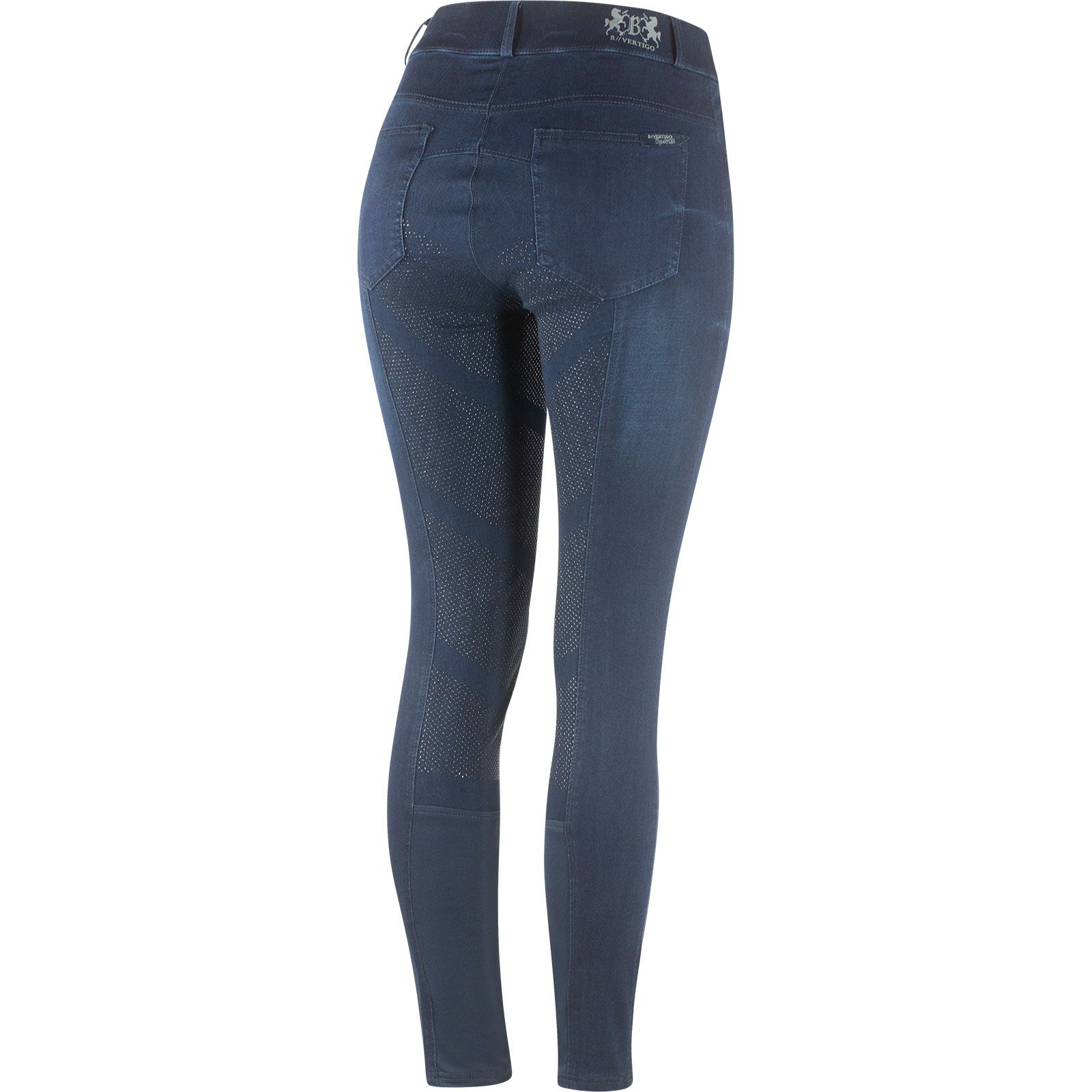 Pantalon d'&eacute;quitation jean fond int&eacute;gral silicone B Vertigo Elle, femme