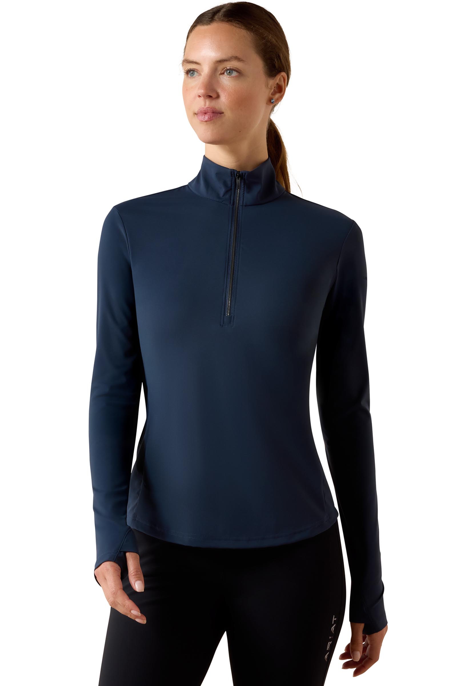 Navy Eclipse Ariat Baselayer SolVeil femme avec zip 1/2