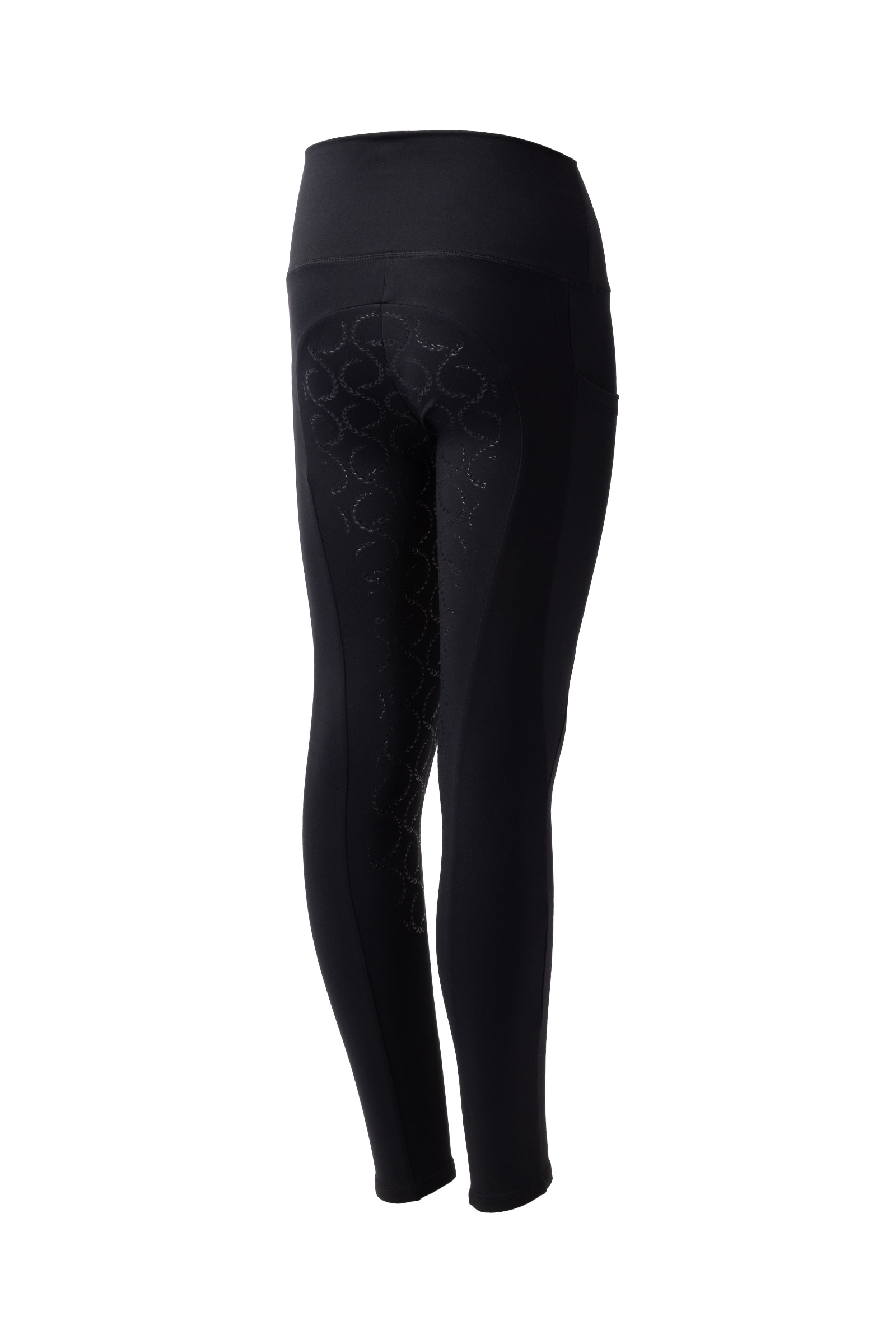 Noir Horze Gillian Leggings d'&eacute;quitation de compression &agrave; fond int&eacute;gral pour enfant